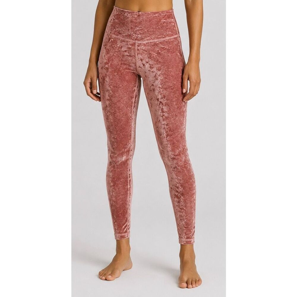 Lululemon Size 2 Crushed Velvet High Rise Leggings Pink Yoga Athleisure